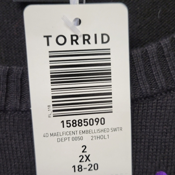 Torrid Disney Maleficent Sequin Sweater Black 2X - Picture 7 of 8